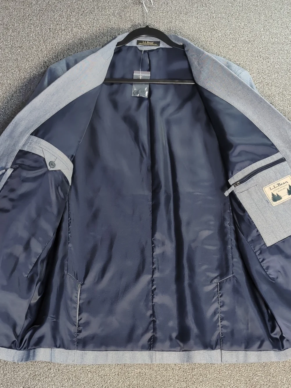 L.L. Bean Canvas Sport Coat Size 44Reg In Chambray Cotton Blue